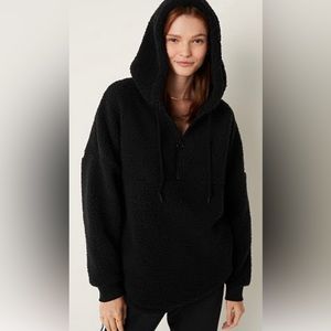 Pink Sherpa varsity half zip pullover